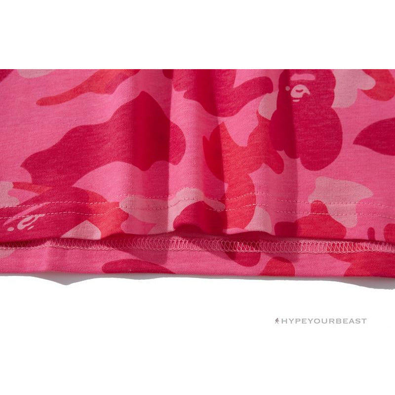 BAPE Pink Camouflage Shark Head Fake Zipper Tee Shirt
