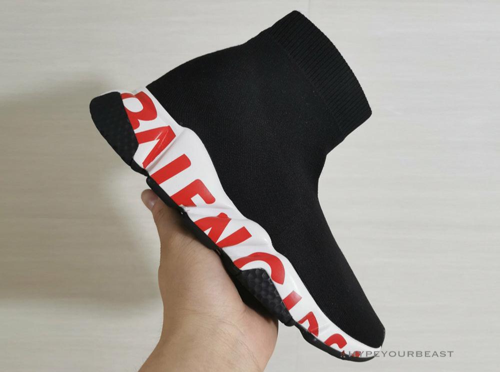 BCG Sock Sneakers Black White Red