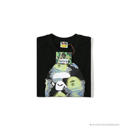 BAPE Green Ape Head Blue Storm Tee Shirt 'BLACK'