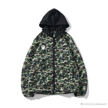 BAPE x FCRB Joint Double Zip Camouflage Hoodie 'GREEN'