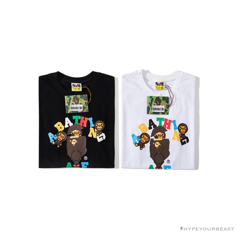 BAPE Baby Milo Color Letter Monkey Tee Shirt 'BLACK'
