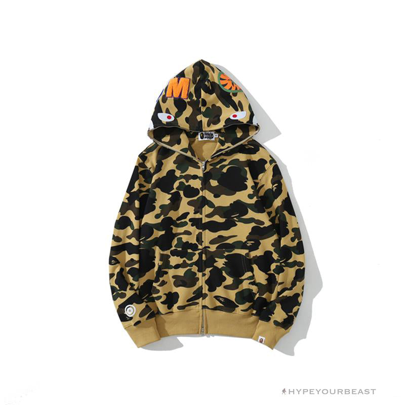 BAPE Camo Hoodie Shark Head 'YELLOW'