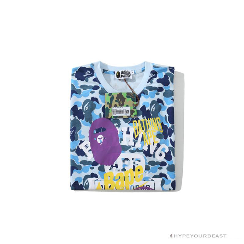 BAPE Ape Head Star Camouflage Shading Tee Shirt 'BLUE'