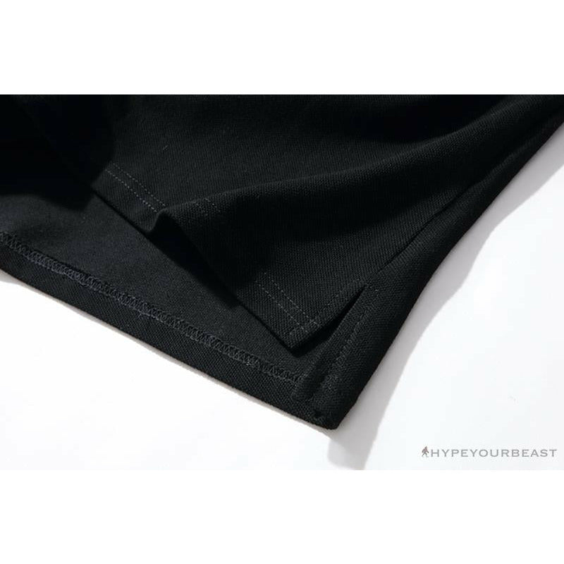 BAPE Solid Color Versatile Embroidered Ape Head Small Badge Polo Shirt 'BLACK'
