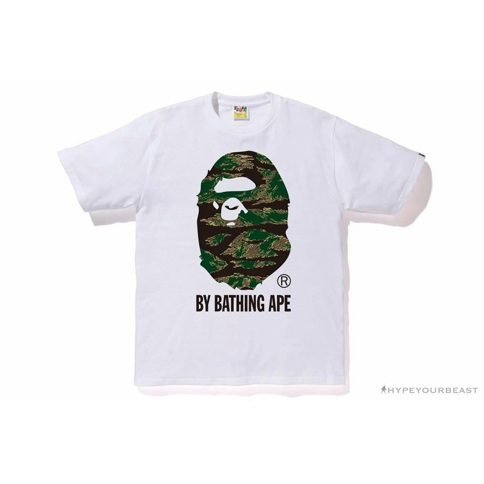 BAPE Tiger Pattern Camouflage Ape Initials Tee Shirt 'WHITE'