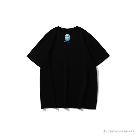 BAPE Ape Head Blue X Yellow Contrast Letter Tee Shirt
